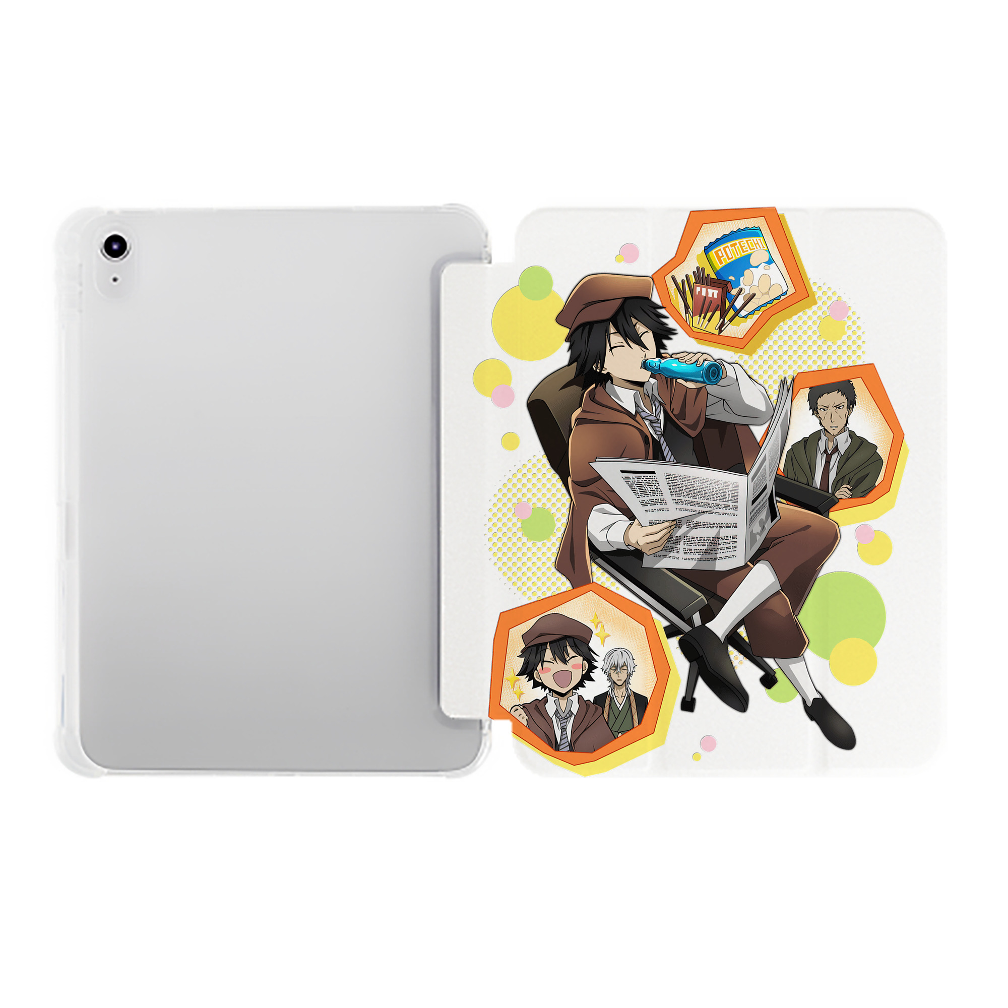 （画像用） 文豪ストレイドッグス Bungo Stray Dogs IPad ケース ペン収納付き 三つ折りスタンド PUレザー×シリコン 対応機種9.5/10.5/10.9インチ